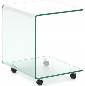 Konferenční stolek Odkládací stolek Moderní noční stolek z tvrzeného skla na kolečkách