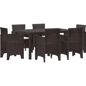 Zahradní sestava vidaXL Zahradní jídelní souprava 7 pcs Hnědá Ratan Polt [3378561]