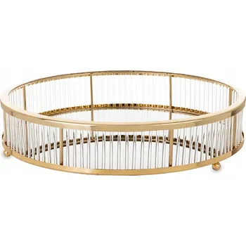 Podnos podnos zlatý kovový skleněný glamour podstavec dekorace