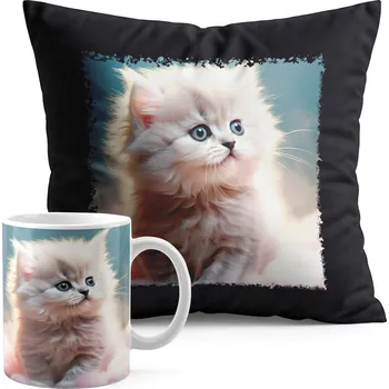 SADA HRNEK + POLŠTÁŘ ČERNÁ – ZVÍŘATA KOČKA KOTĚ ROZTOMILÁ