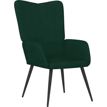 Křeslo Relaxační křeslo tmavě zelené, samet, 61 x 70 x 96,5 cm
