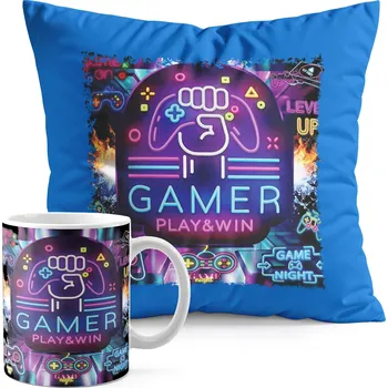 SADA HRNEK + POLŠTÁŘ MODRÝ - PRO HRÁČE GAMEPAD HRANÍ HER