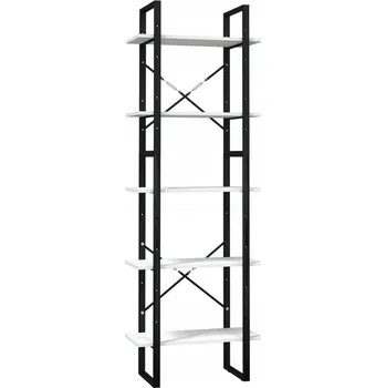 Knihovna Regál na knihy industriální bílý, borovicové dřevo, 60x30x105 cm, 60x30x70