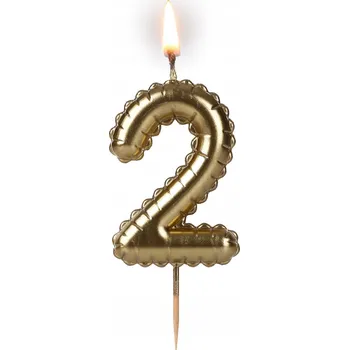 Dortová svíčka Narozeninová svíčka na tyčce "Zlatá - 2" / 1 kus