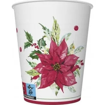 Vánoční dekorace Papírové vánoční kelímky Betlémská hvězda, 8 ks