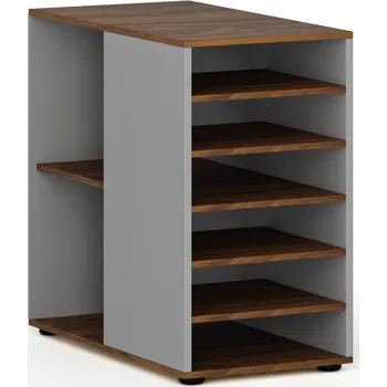 Policová skříň Přístavná policová skříňka k pracovnímu stolu PRIMO GRAY, levá, šedá/ořech