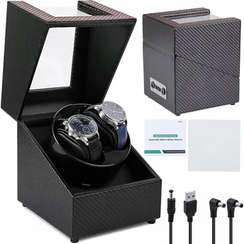 IP kamera AUTOMATICKÝ ROTOMAT NA 2 HODINKY, KARBONOVÉ VLÁKNO, ČERNÝ, 2 REŽIMY OTÁČENÍ, NATAHOVAČ