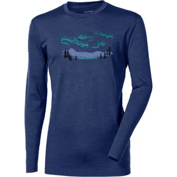 Pánské tričko triko pánské dlouhé Progress LOKI AURORA merino tmavě modrá Varianta: XXL
