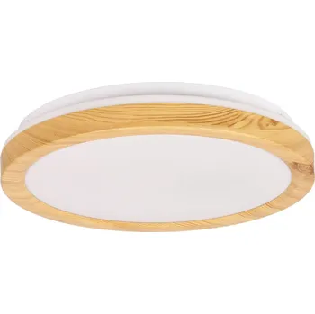 Stropní dřevěné LED osvětlení GANDAVA - 18W, 4000K (denní bílá), 29cm, kulaté, hnědé / bílé