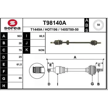 Autodíl Hnací hřídel EAI T98140A