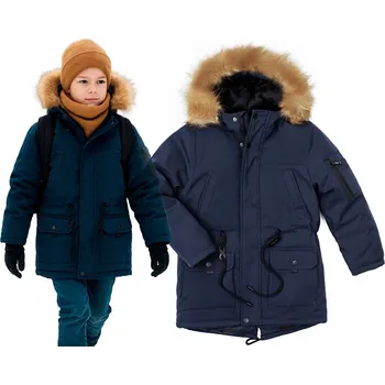 Dívčí oblečení Zimní bunda tmavě modrá kožešina parka velmi teplá 8 140