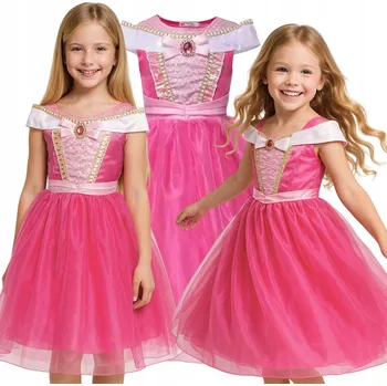 Karnevalový kostým KOSTÝM PRINCEZNY AURORA ŠÍPKOVÁ RŮŽENKA PŘEVLEK KARNEVALOVÝ PLES 128 / 134