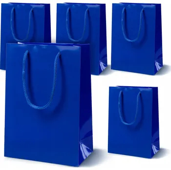 Nákupní taška PAPÍROVÉ TAŠKY LAMINOVANÉ 17x7x21 cm TMAVĚ MODRÉ 190gsm DÁRKOVÉ TAŠKY