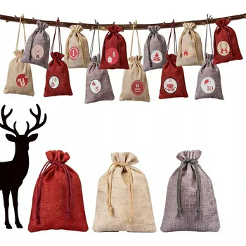 Vánoční dekorace Adventní kalendář 24 sada na Vánoce DIY vánoční tašky jako dárek