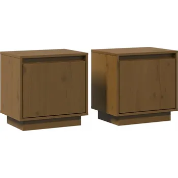 Noční stolek Dřevěné noční stolky, medově hnědá, 40 x 30 x 40 cm, 2 ks