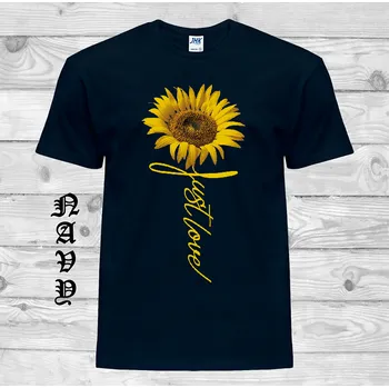 levne-bavlnene-tricko-potisk-kvetiny-slunecnice Barva: Navy - tmavě modrá, velikost: 5XL