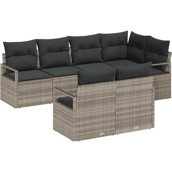 Zahradní sestava vidaXL Set pohovek 7 pcs Světle šedá polyratan [3346422]