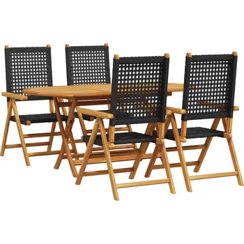 Zahradní sestava Zahradní jídelní souprava 5 pcs Černá Masivní akátové dřevo