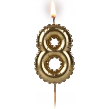 Dortová svíčka Narozeninová svíčka na tyčce '' Zlatá - 8 '' / 1 kus