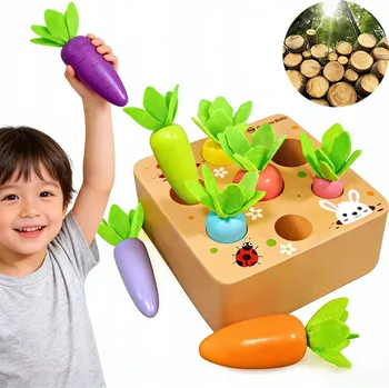 Dřevěná hračka Montessori Hračka Třídič Kostek Dřevěná Mrkev DÁREK