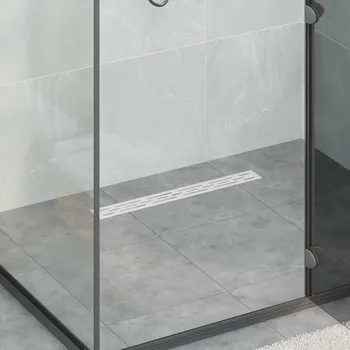 Odvodňovací žlab Sprchový odtok s skleněným víkem a 360° sifonem Stříbrná 60 cm