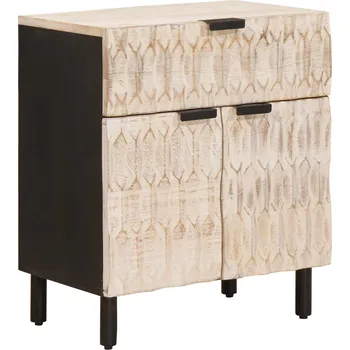 Noční stolek Noční skříňka Bílá 50 x 33 x 60 cm Masivní mangové dřevo