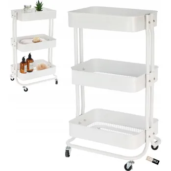 Koupelnový nábytek Koupelnový a kuchyňský regál na kolečkách, kovový, mobilní skříňka 46x33x76 cm