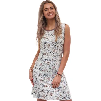 Dámská noční košile Šedá hedvábně jemná košilka bez rukávů, pro ženy vzor hnědých květin 1D1561 hnědá s