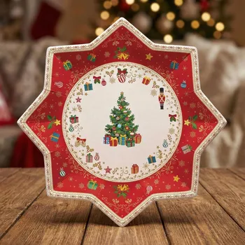 Talíř Vánoční talíř hvězda se stromečkem EASY LIFE 32 cm