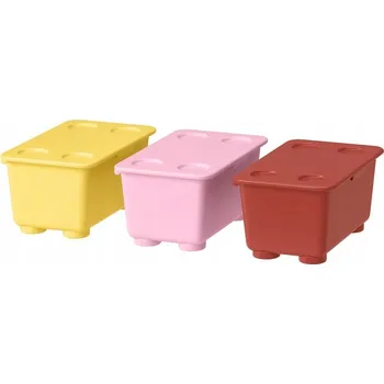 Úložný box IKEA GLIS Úložné boxy s víkem 3ks RŮŽOVÁ ŽLUTÁ