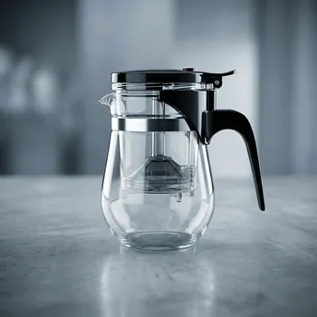 Konvice na čaj Skleněná konvice s filtrem 600 ml černá