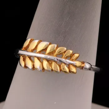 Prsten Stříbrný prsten Ag 2,3 g List Organic Leaf pozlaceno 47