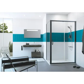 Hüppe Cult - Boční stěna 1000 mm, černá matná, čiré sklo s Anti-Plaque CU0512.123.322