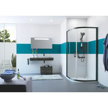 Hüppe Cult - Posuvné dveře - 1/4-kruh 800 mm, komplet, černá matná, čiré sklo s Anti-Plaque CU0618.123.322