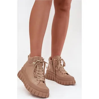 Dámské kozačky Dámské zateplené kozačky trapery na platformě Camel Carenna 38