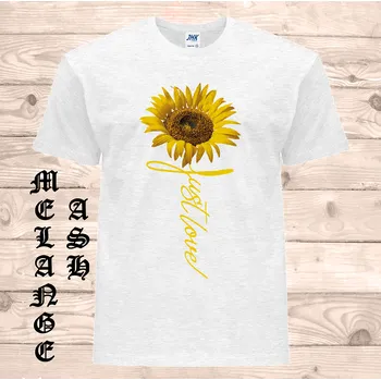 Pánské tričko levne-bavlnene-tricko-potisk-kvetiny-slunecnice Barva: Ash melange - popelová směs, velikost: 5XL