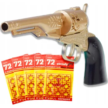 Dětská zbraň PISTOLE NA KAPSLÍKY STRAŠÁK 5x72ks SLEPÉ NÁBOJE KOVOVÝ REVOLVER PRO DĚTI