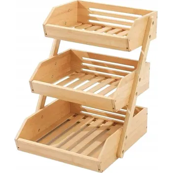 Obraz KUCHYŇSKÁ POLICE POJEMNIK BAMBUSOWY 3 POZIOMOWY NA OVOCE A POTRAVINY