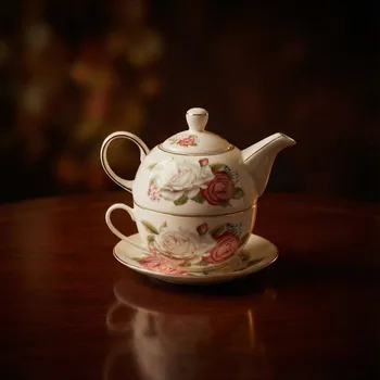 Talíř Čajová souprava Tea for one 400 ml s růžemi