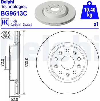 Brzdový kotouč Brzdový kotouč DELPHI BG9613C