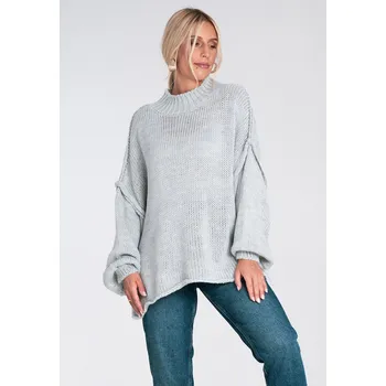 Figl Volný, oversized svetr M1238 Barva: Šedá, Velikost: M