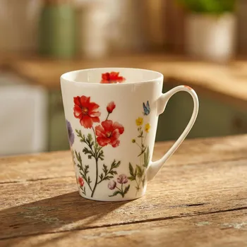 Hrnek s máky 330 ml bílý