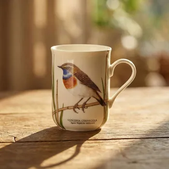 Hrnek s motivem cestovatelky LUSCINIA CYANECULA 300 ml