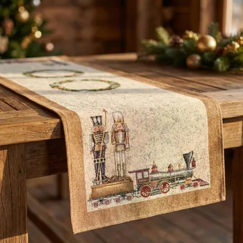 ubrus Vánoční běhoun 45 × 140 cm béžový
