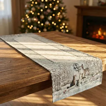 ubrus Vánoční běhoun 45×140 cm šedý bílý