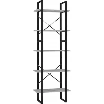 Knihovna Regál na knihy v industriálním stylu, 5 polic, šedá betonu, 60x30x105 cm, 60x30