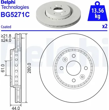 Brzdový kotouč Brzdový kotouč DELPHI BG5271C