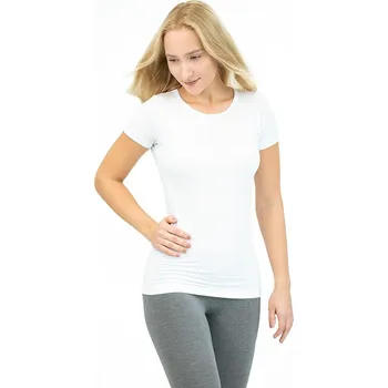 GINA dámské tričko s krátkým rukávem, krátký rukáv, bezešvé, jednobarevné Eco Bamboo 08027P Barva: Bílá, Velikost: S/M