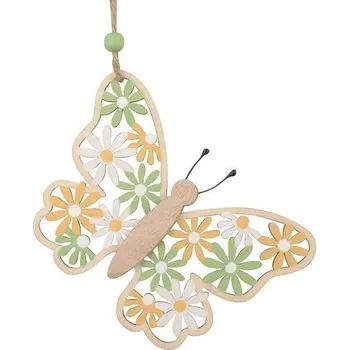 Motýl vyřezávaný ze dřeva na zavěšení 9 x 13,5 cm