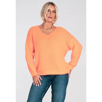 Dámský svetr Figl Klasický, volný svetr s dlouhými rukávy M1236 Barva: Oranžová, Velikost: M